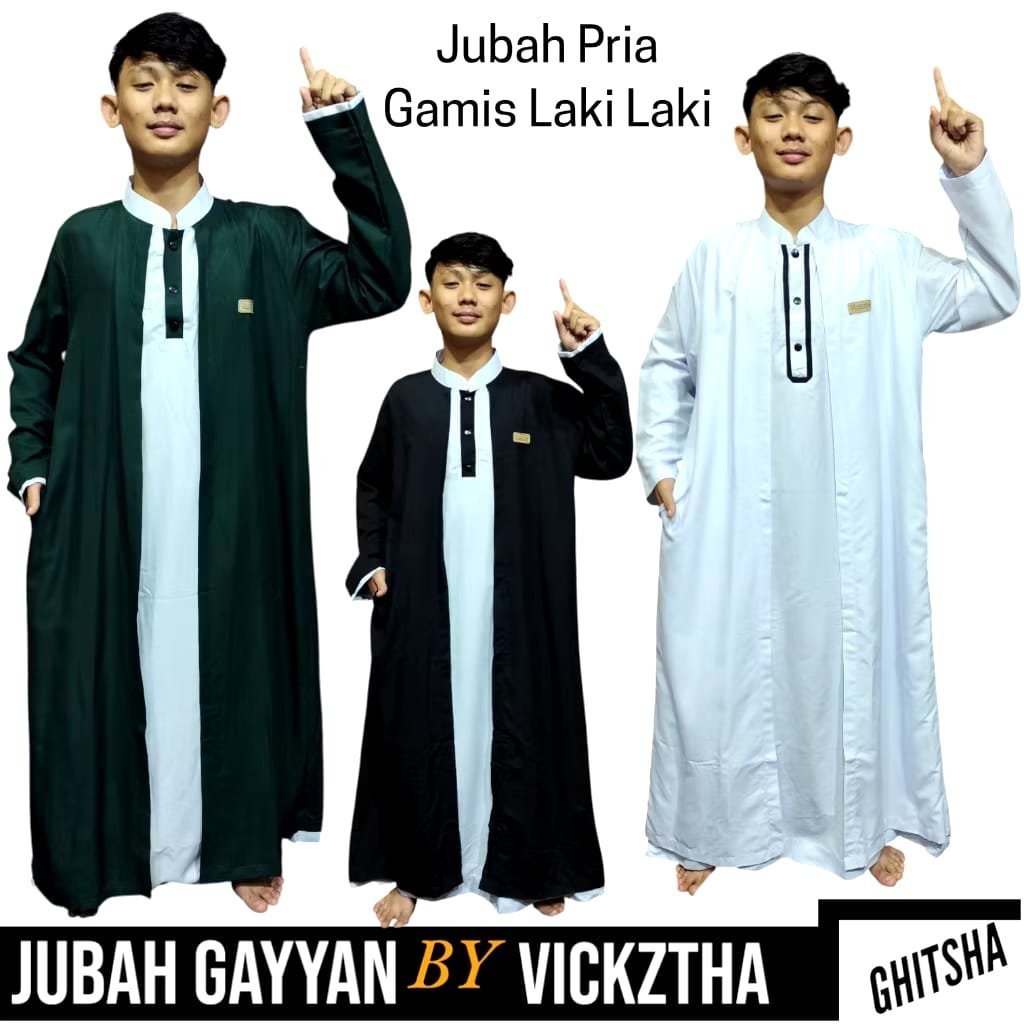Jubah Pria Dewasa / Gamis Laki-Laki Dewasa Remaja / Pakaian Muslim Pria Lengan Panjang